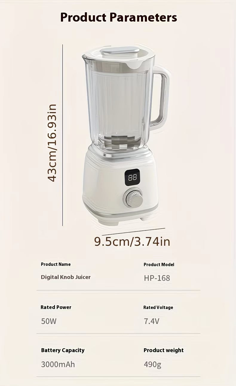 Yuwell Rechargeable Citrus Juicer With LED Display 600ML Portable Electric Juicer, Knob Control USB Juicer Blender 50W Dual Speed Fast & Slow, 3000mAh Battery Fruit & Vegetable Juicer Machine for Orange Lemon Kitchen Home Appliance White - Image 2